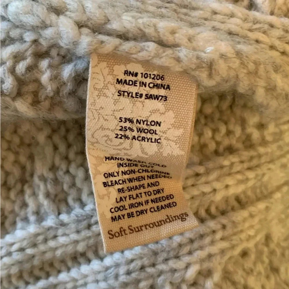 Soft Surroundings Cozy Cold Shoulder Sweater Plus Size 3X Gray Cable Knit Wool - Picture 7 of 9